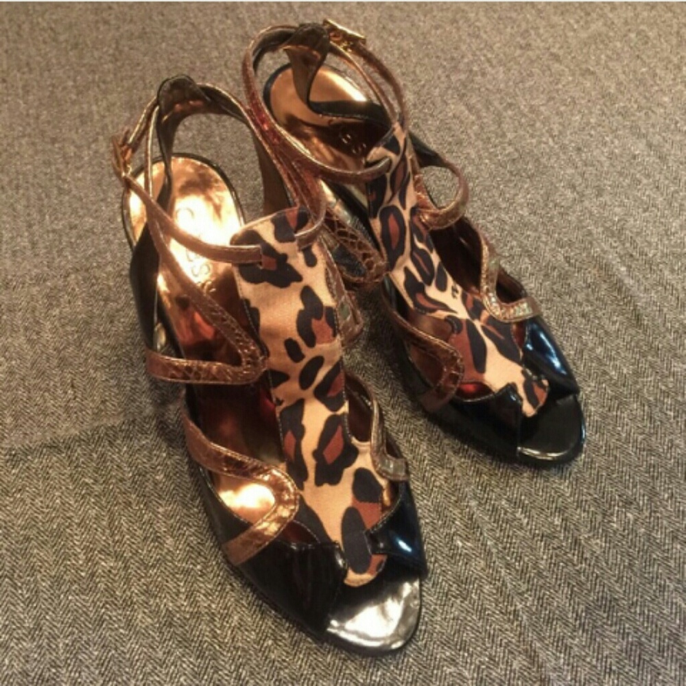 GUESS leopard Gladiator Heels